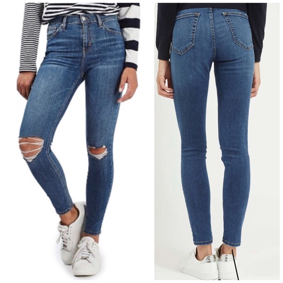 Topshop Denim - Topshop Jamie High Waist Rip Skinny Ankle Jeans 28